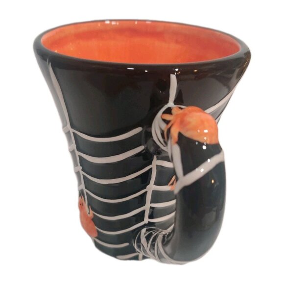 Lillian Vernon Spider Web Halloween Mugs 12 Oz Black And Orange Witch Potion - Picture 3 of 12